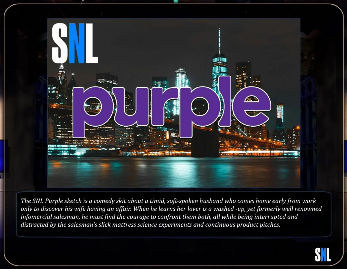 Cover of the SNL Purple sketch pitch deck